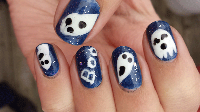 halloween glow in the dark ghost nails