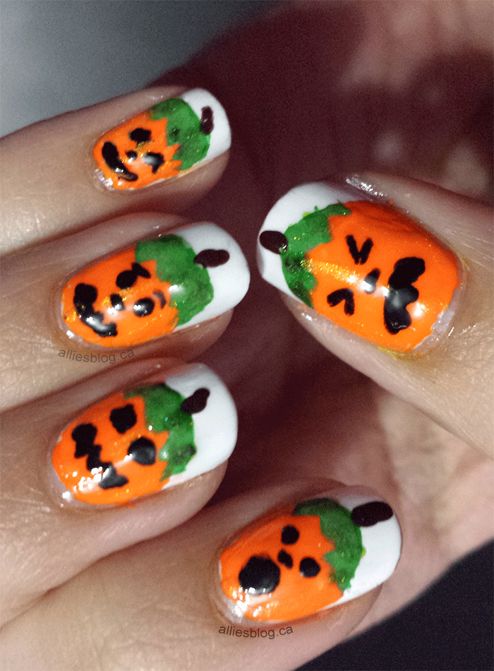 halloween five little pumpkin nails