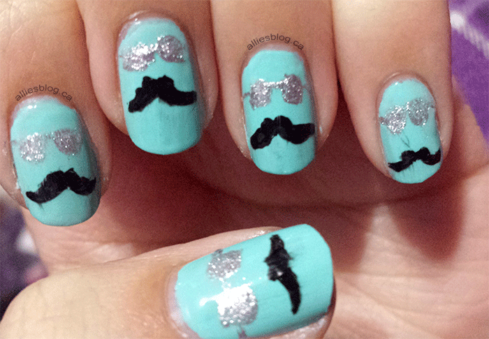 movember mustache nails | mint nails |november 14 2014