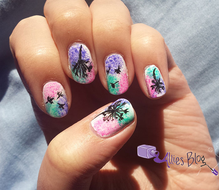 pastel dandelion nails | monthly nail link up | alliesblog | sponge nails 