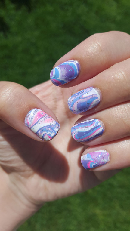 easy blue water marble nails |nail art tutorial \ youtube 