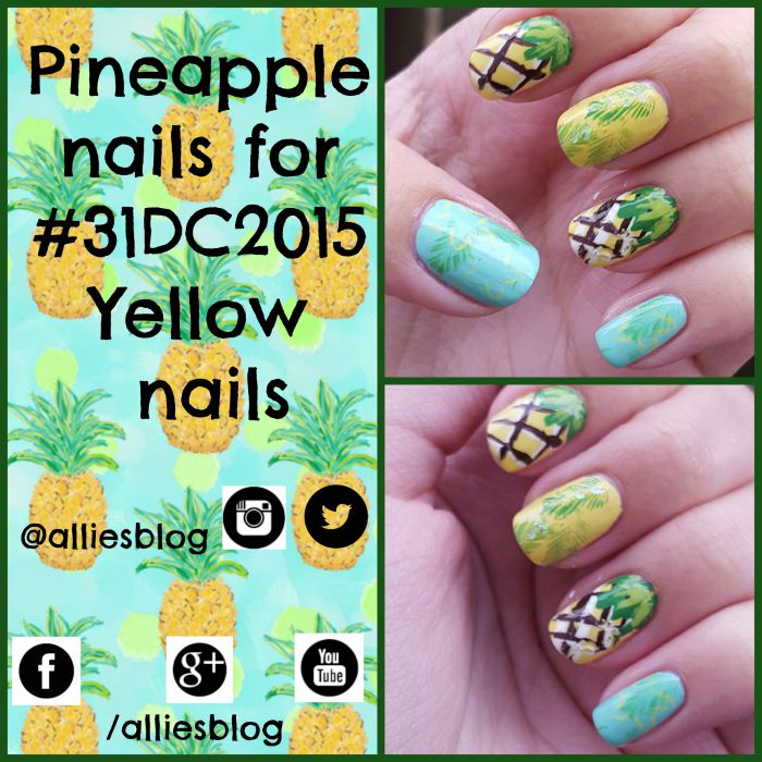 31 day challenge day 3 yellow nails | pineapplenails | pineapple nails tutorial