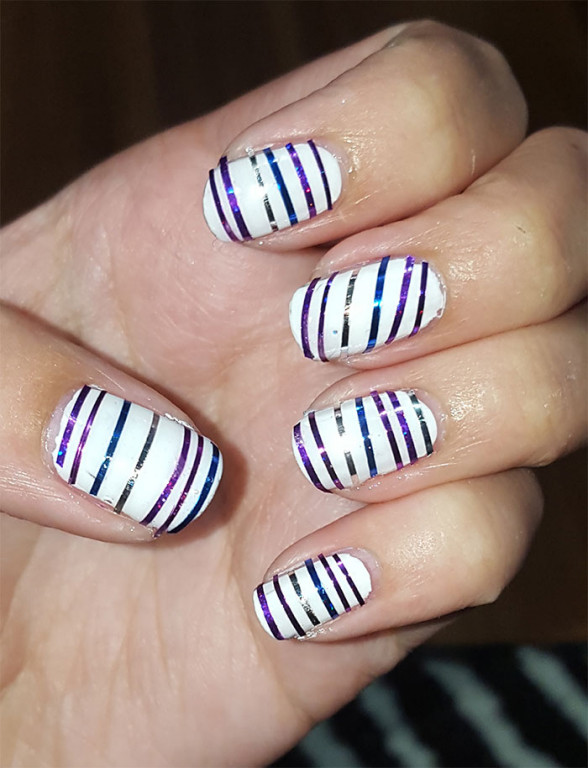 striped nails | 31 day challenge | #31dc2015 | white nails