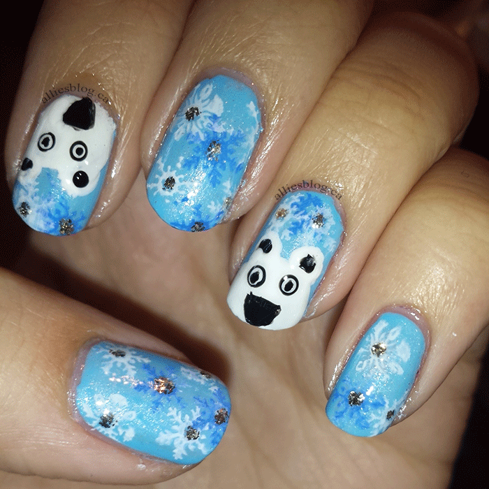 #tbnp_holidaychallenge |holiday nail art challenge| 31 day challenge |thebeautyofnailpolish|day 11 animals| polar bear nails