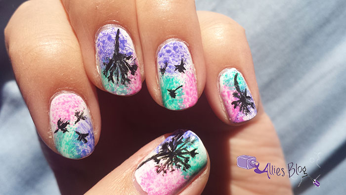 pastel dandelion nails | monthly nail link up | alliesblog | sponge nails